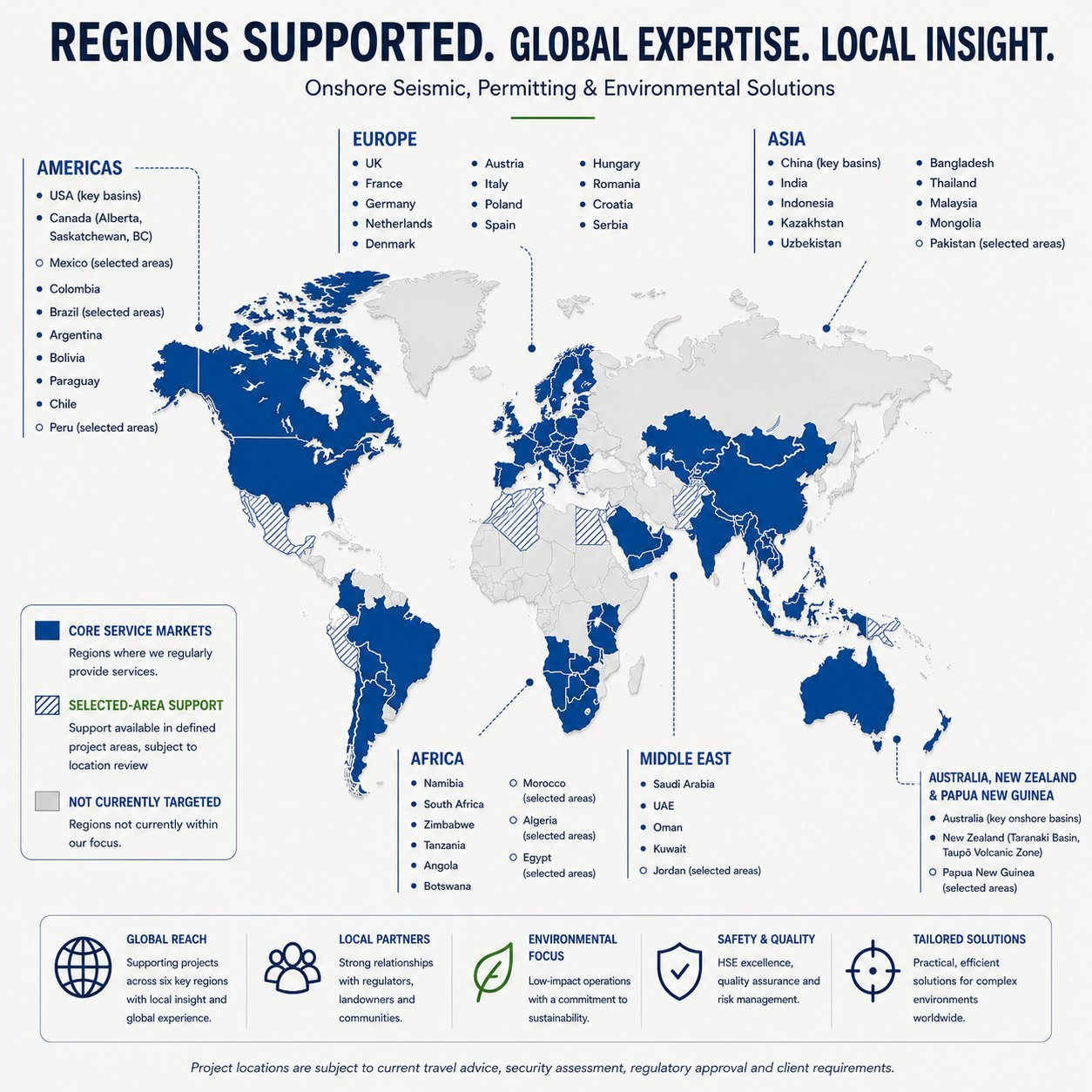 Map of regions ClearSeis supports worldwide