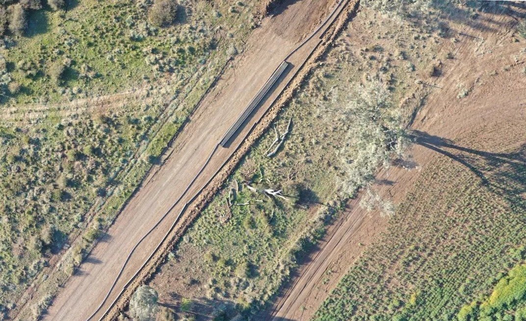 Drone orthomosaic of an access track through vegetation